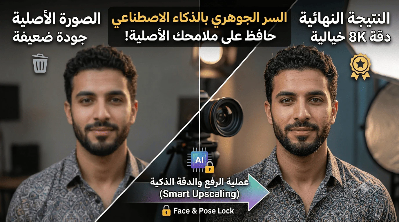 كيف تحسّن جودة صورك بالذكاء الاصطناعي دون تغيير الملامح؟ (البرومبت السحري)